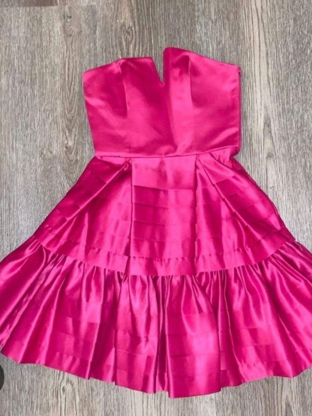 Betty Johnson Strapless Satin Party Dress in Fuchsia